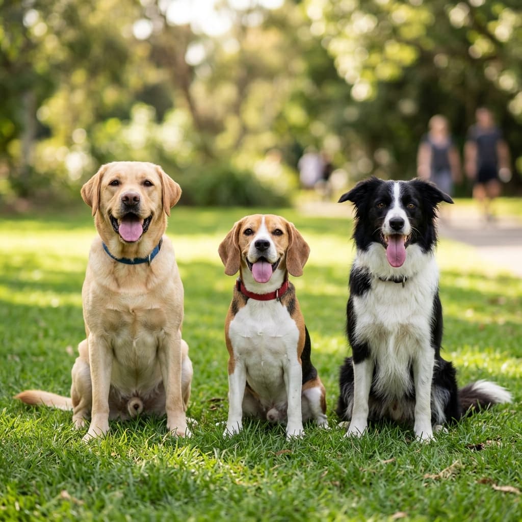 Happy dogs at the park